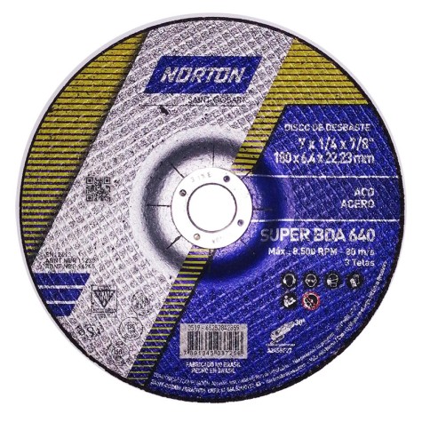 DISCO DESBASTE METAL NORTON 7" X 6,4MM